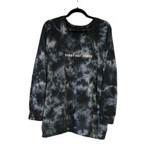 Torrid Sweatshirt  Gray Tie Dye Long Sleeve Sorry Not Sorry Graphic Size 1 14/16